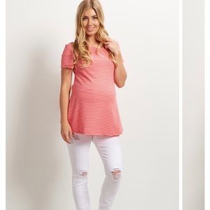 White maternity skinny jeans by Pinkblush